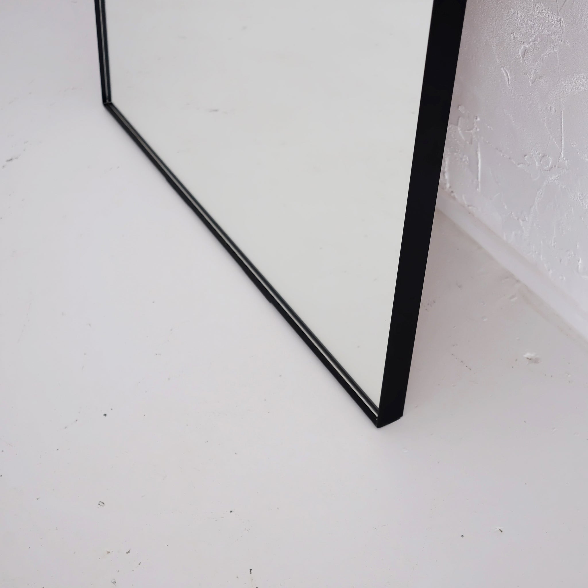 matte black steel framed full length wall-standing floor mirror
